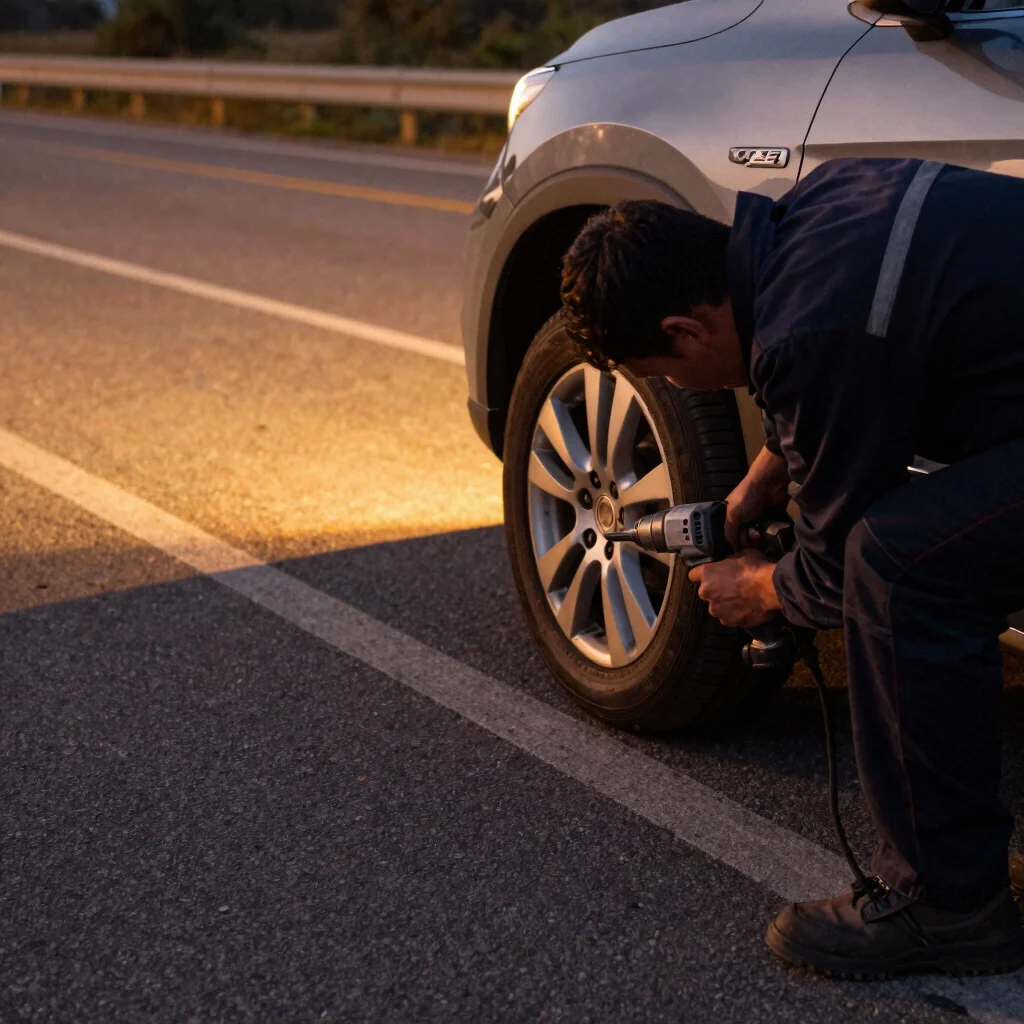 Roadside Flat Tire Change